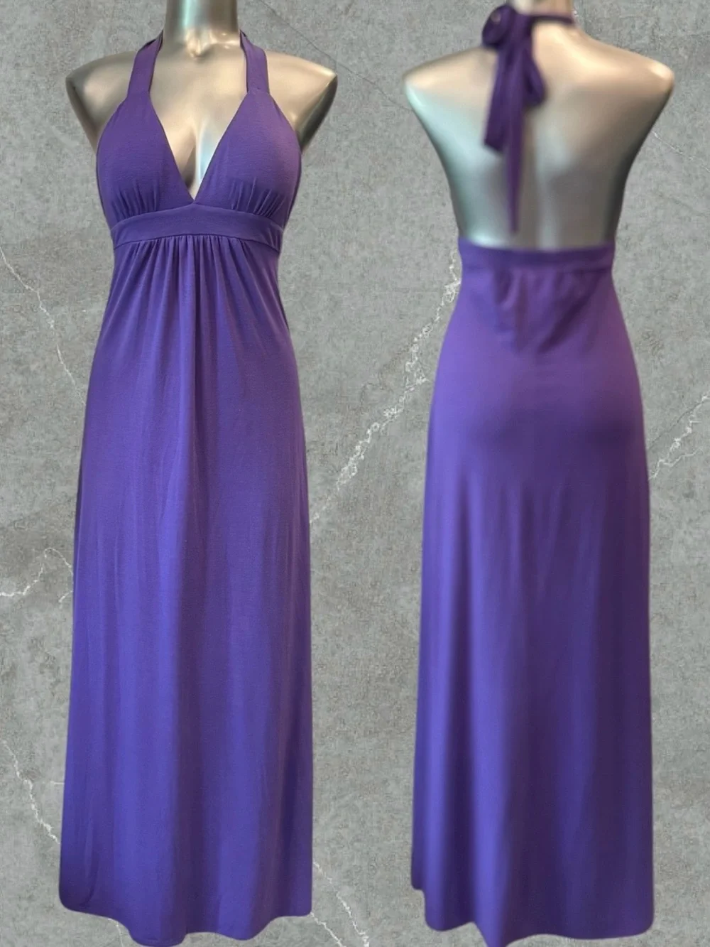 2 for $30 | Sleeveless Purple Halter Maxi Dress - Picture 3 of 15
